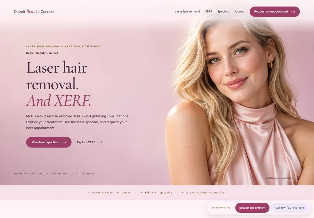 Screenshot of the Detroit Beauty Connect homepage