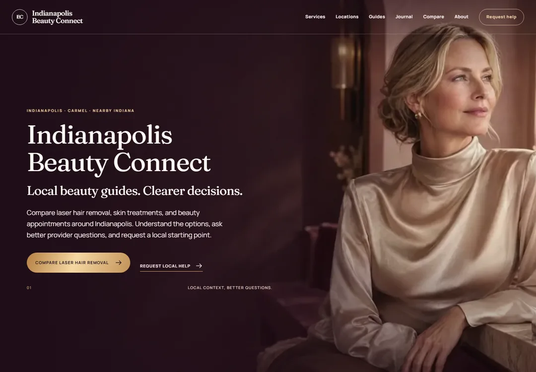 Screenshot of the Indy Beauty Connect homepage